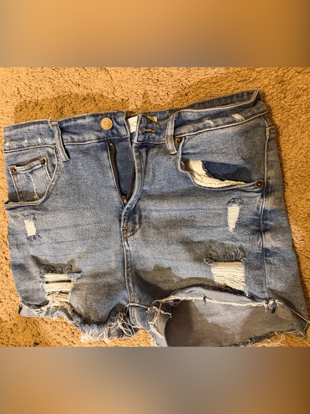 Fashion Nova Distressed Light Blue Denim Shorts